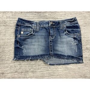 Decree Jean Skirt Juniors 3 Blue Mini Cotton Blend Short Denim